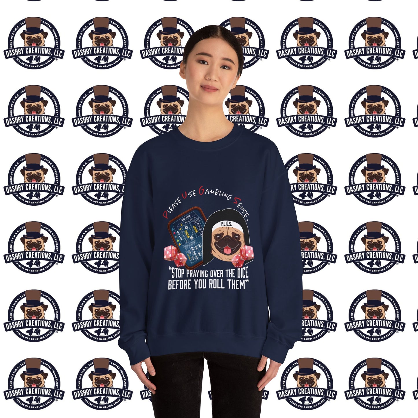 Craps “Praying Over Dice” Nun’s Veil Unisex Heavy Blend™ Crewneck Sweatshirt