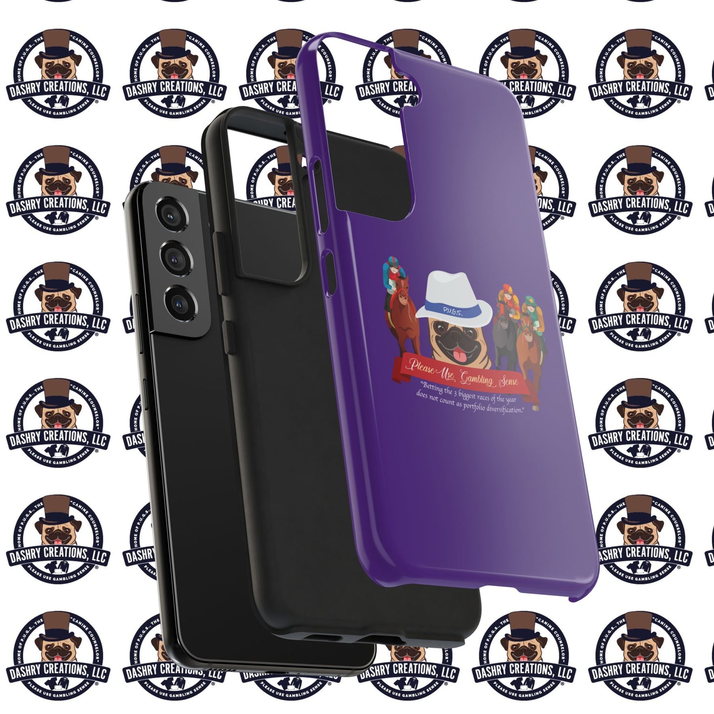 Horse Racing “Portfolio Diversification” White with Blue Band Men’s Fedora Hat Tough Phone Cases