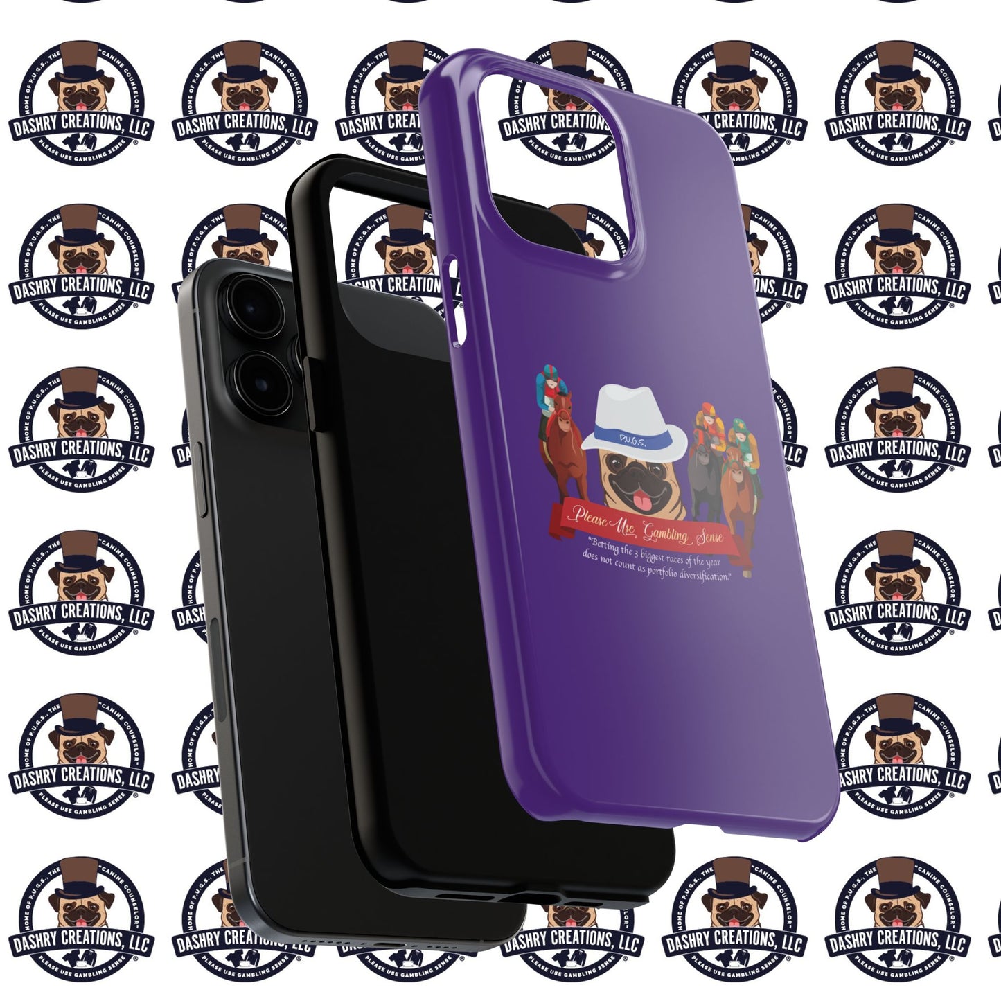 Horse Racing “Portfolio Diversification” White with Blue Band Men’s Fedora Hat Tough Phone Cases