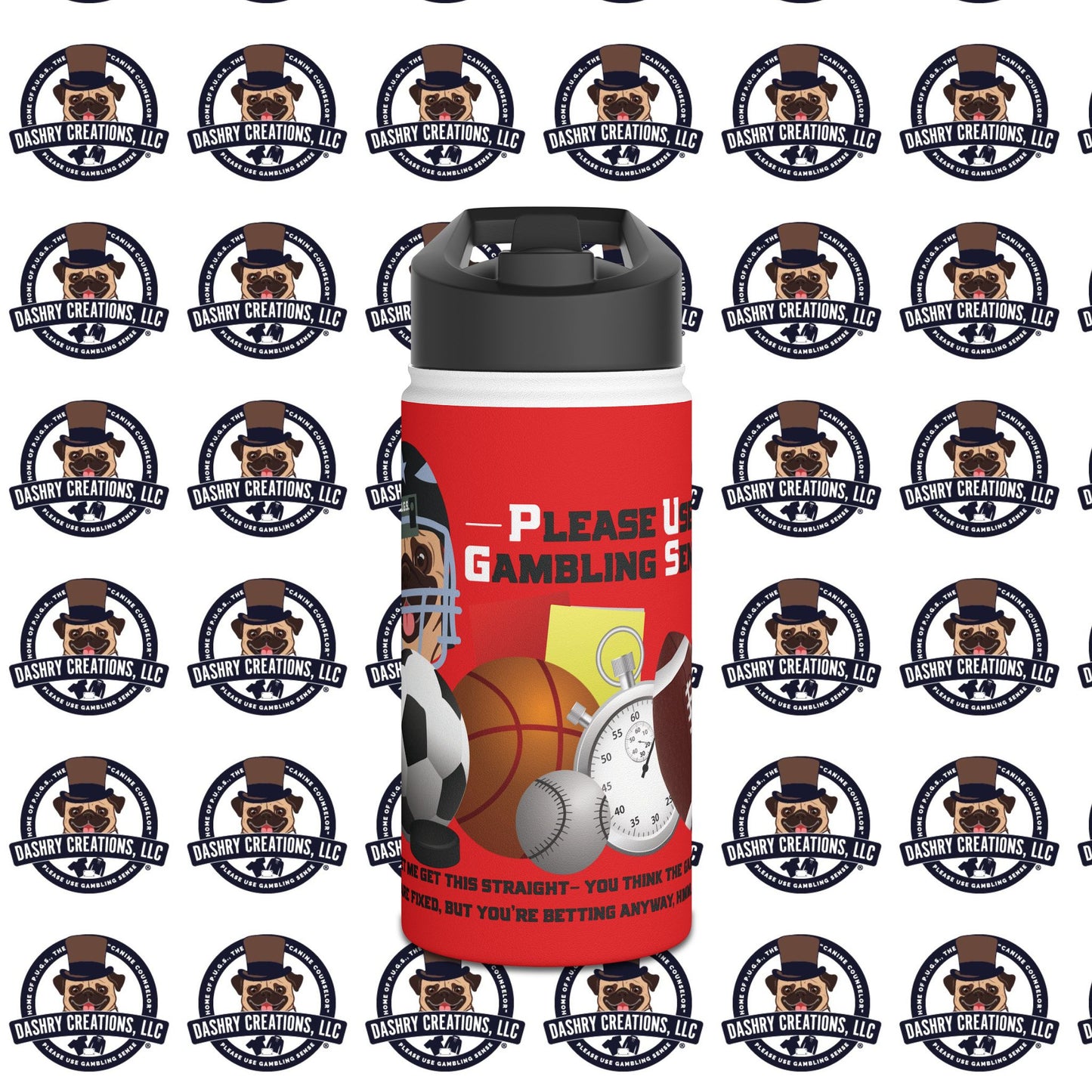 Sports Betting “Games Are Fixed” Helmet Stainless Steel Water Bottle, Standard Lid
